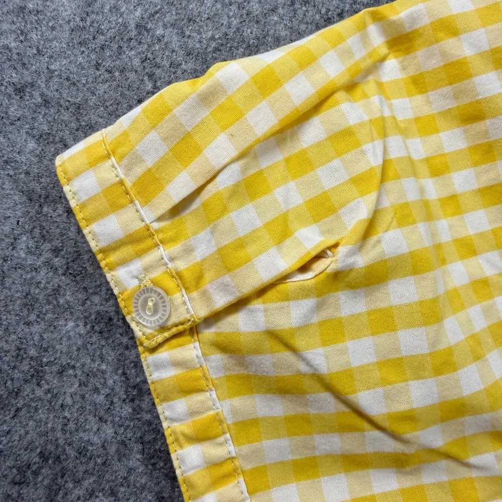 Basic Editions Yellow White Gingham Short Sleeve Button Down Shirt Womens XXL - Picture 9 of 9